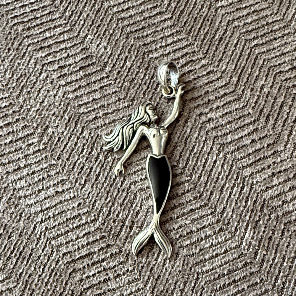 Sterling Silver and Black Onyx Mermaid Pendant - NEW!